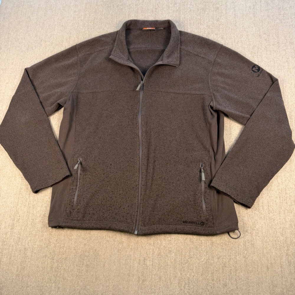 Merrell Fleece Jacket Mens XXL Brown Full Zip SelectRegulate Textured Outdoor